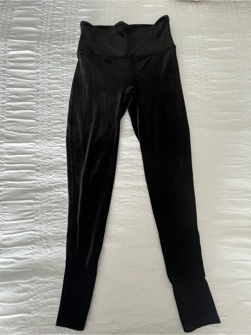 Spanx High Waist Black Velvet Leggings size Large